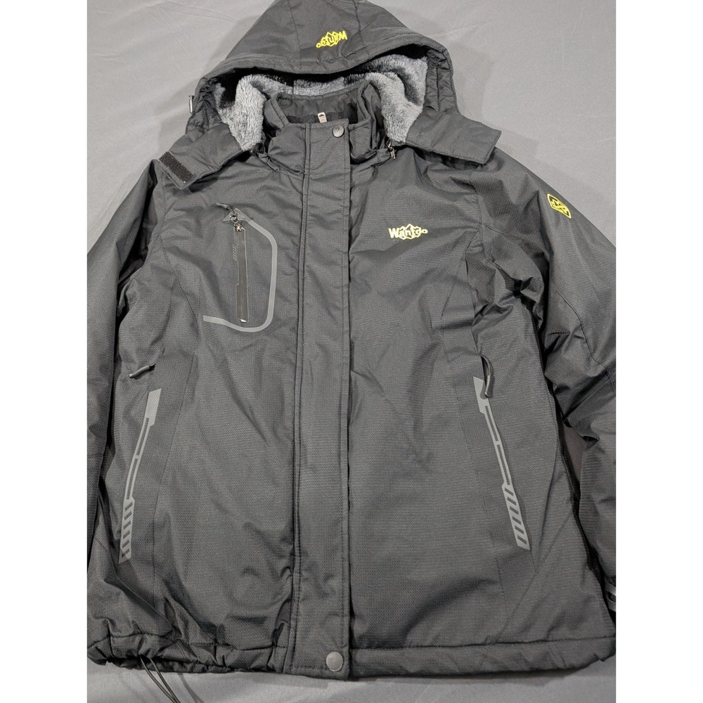 Wantdo Women Black Mountain Ski Jacket Waterproof Fleece Lined Parka Small